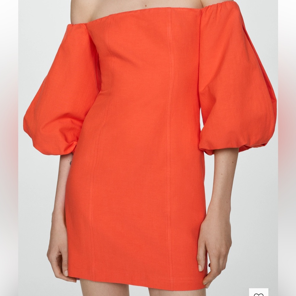 Mango Off The Shoulder Dress in Vibrant Orange